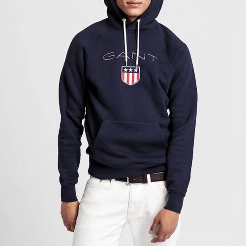 Navy Original Shield Chest Logo Hoodie - Gant - Modalova