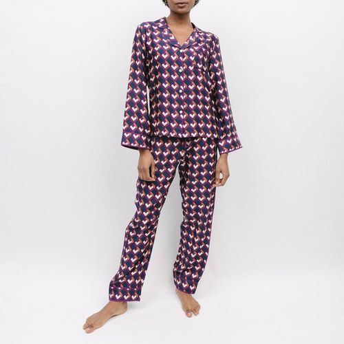 Navy Southbank Geo Print Pyjama Set - Fable & Eve - Modalova