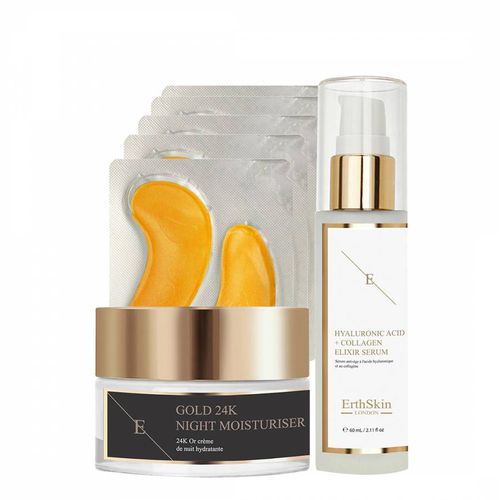 Anti-Wrinkle Night Moisturiser 24K Gold+Collagen Gold Under Eye Patch 24K Gold - 5X2 Pads + Hyaluronic Acid &Amp;Amp; Collagen Serum - 60Ml - ERTH SKIN - Modalova