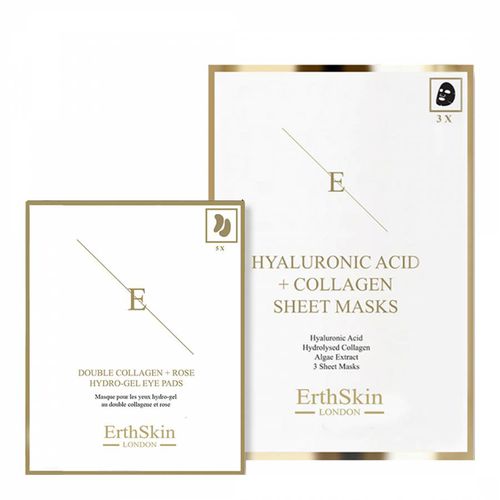 Hyaluronic Acid &Amp;Amp; Collagen Mask - 3 Sheets + Double Collagen + Rose Hydrogel Eye Pads 5 X 2 - ERTH SKIN - Modalova