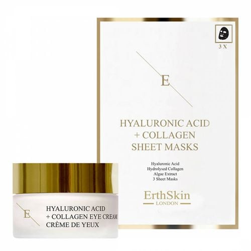 Hyaluronic Acid &Amp;Amp; Collagen Mask - 3 Sheets + Hyaluronic Acid + Collagen Pro Age Eye Cream 30Ml - ERTH SKIN - Modalova