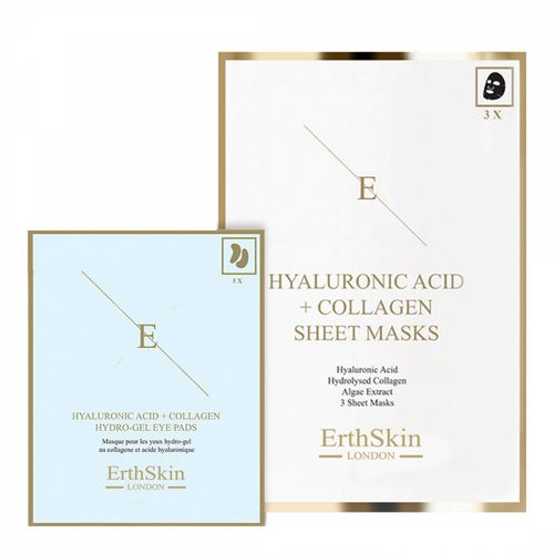 Hyaluronic Acid &Amp;Amp; Collagen Mask - 3 Sheets + Hyaluronic Acid + Collagen Hydrogel Eye Pads 5 X 2 - ERTH SKIN - Modalova