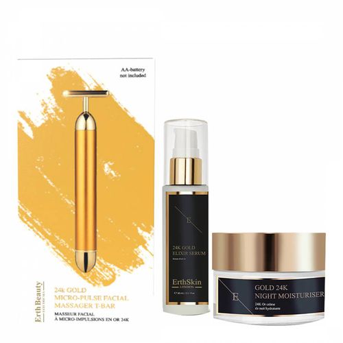 K T Bar Massager + 24K Gold Cream 50Ml + With 24K Serum 60Ml - ERTH SKIN - Modalova