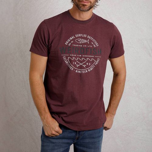 Burgundy Waves Graphic T-Shirt - Weird Fish - Modalova