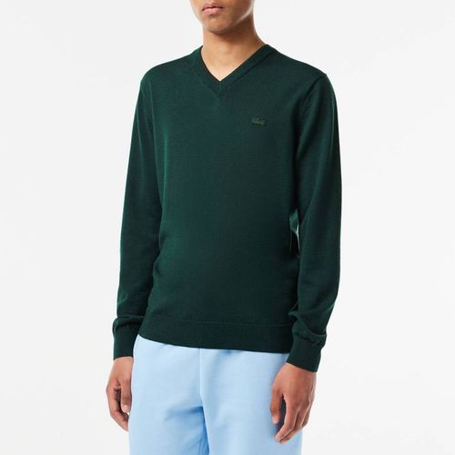 Green V-Neck Knitted Jumper - Lacoste - Modalova