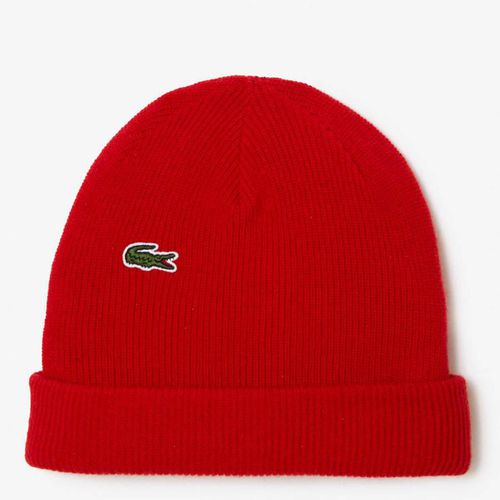 Red Ribbed Beanie - Lacoste - Modalova