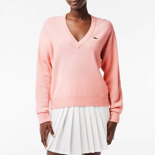 Pink V-Neck Wool Jumper - Lacoste - Modalova