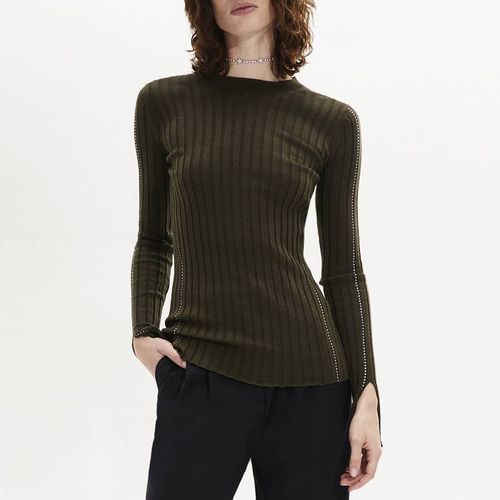 Khaki Flat Rib Wool Top - Sonia Rykiel - Modalova