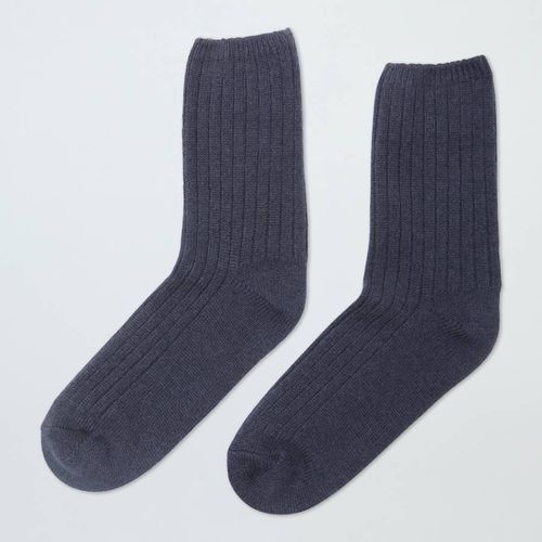 Slate Cashmere Ribbed Bed Socks - NÂ°Â· Eleven - Modalova