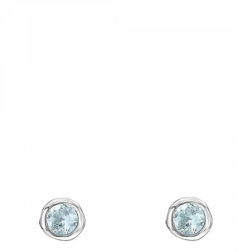 Silver 3mm Aquamarine Dewdrop Studs - Dower & Hall - Modalova