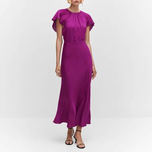 Purple Back Detail Satin Dress - Mango - Modalova