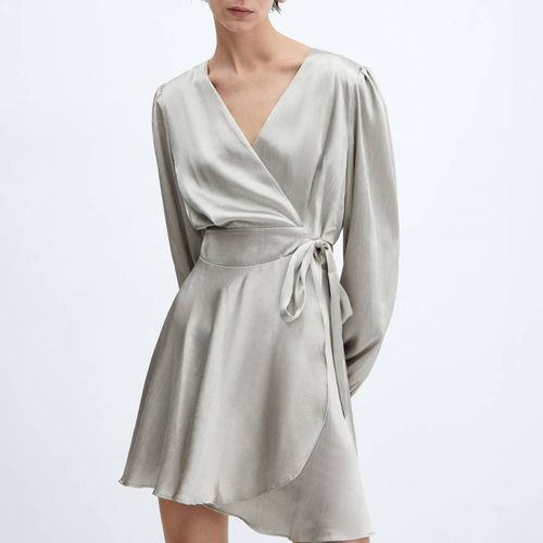 Silver Wrap Satin Dress - Mango - Modalova