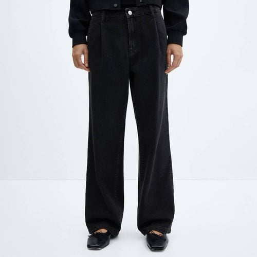 Black Denim Straight Pleated Jeans - Mango - Modalova