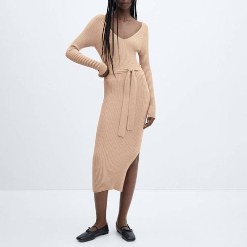 Natural Knitted Midi-Dress With Belt - Mango - Modalova