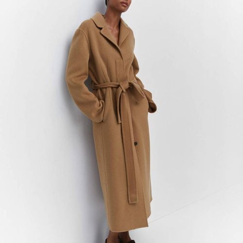 Camel Handmade Oversized Belted Wool Coat - Mango - Modalova