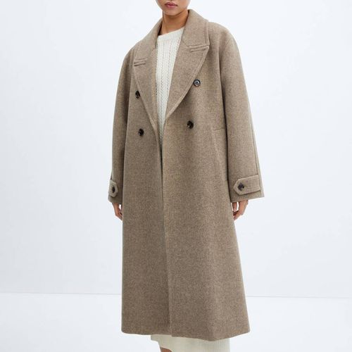 Brown Oversize Wool Coat - Mango - Modalova