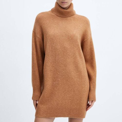 Brown Turtle Neck Knit Dress - Mango - Modalova