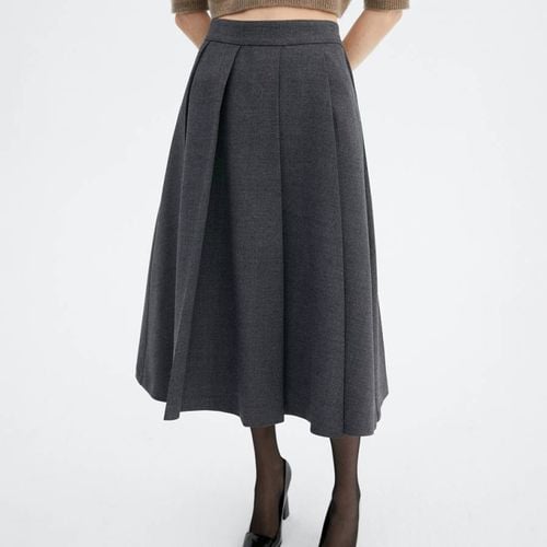 Grey Plank Midi-Skirt - Mango - Modalova