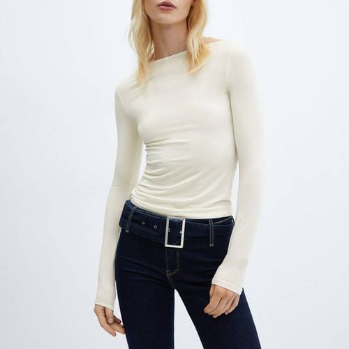 Ecru Boat-Neck Long Sleeve Top - Mango - Modalova