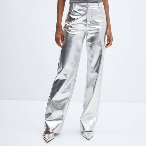 Metallic Leather-Effect Trousers - Mango - Modalova