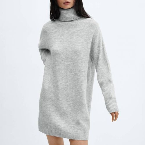 Light Grey Turtle Neck Knit Dress - Mango - Modalova