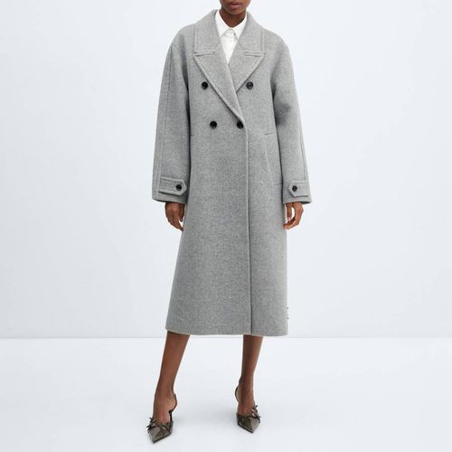 Grey Oversize Wool Coat - Mango - Modalova