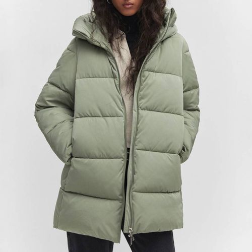 Green Hood Quilted Coat - Mango - Modalova