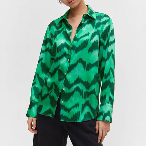 Green Satin Print Shirt - Mango - Modalova