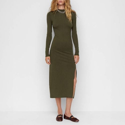 Khaki Knitted Dress With Side Split - Mango - Modalova