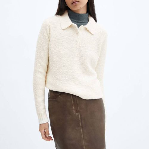 Ecru Polo-Neck Textured Jumper - Mango - Modalova