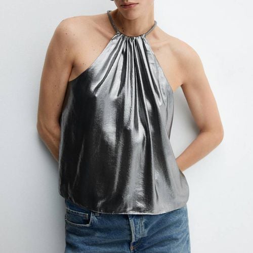 Silver Metallic Halterneck Top - Mango - Modalova