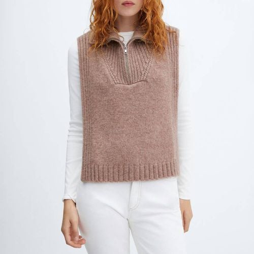 Pale Pink Knit Open-Sided Gilet - Mango - Modalova