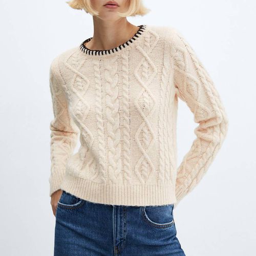 Cable-Knit Jumper With Contrasting Trim - Mango - Modalova