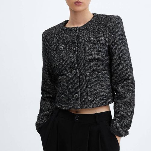 Black Pocket Tweed Jacket - Mango - Modalova