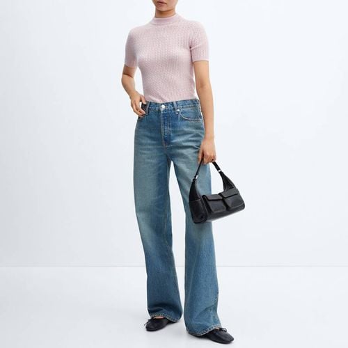 Pastel Short-Sleeved Braided Wool Jumper - Mango - Modalova