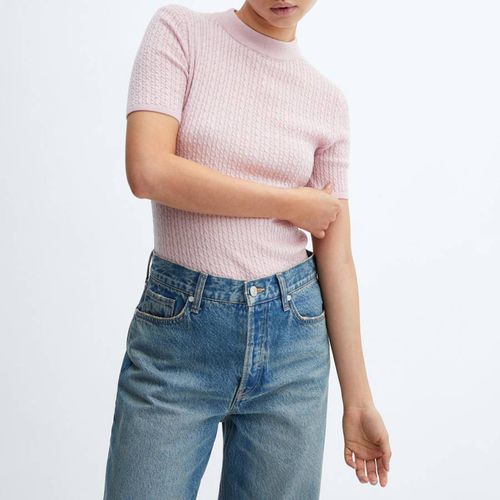 Pink Short-Sleeve Wool Jumper - Mango - Modalova