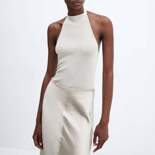 White Lurex Halter-Neck Top - Mango - Modalova