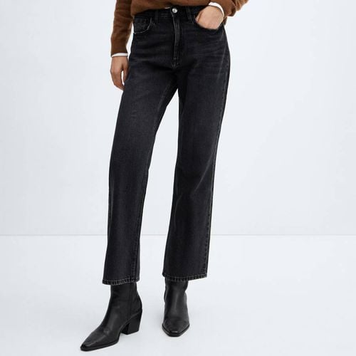 Black Denim Mid-Rise Straight Jeans - Mango - Modalova