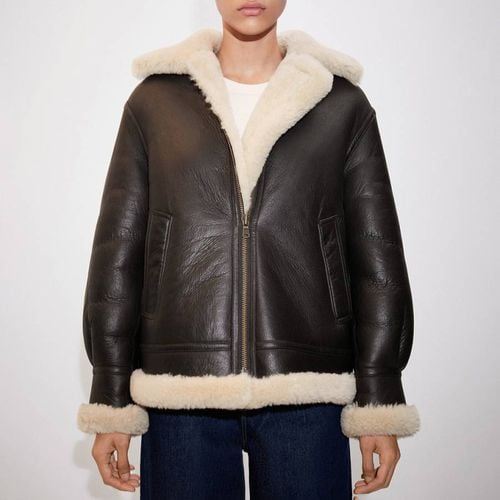 Leather Shearling-Lined Jacket - Mango - Modalova