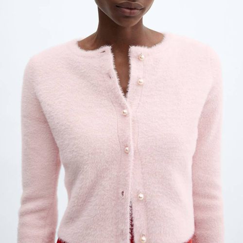 Pink Fluffy Knit Cardigan - Mango - Modalova