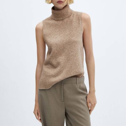 Brown Turtleneck Knitted Vest - Mango - Modalova