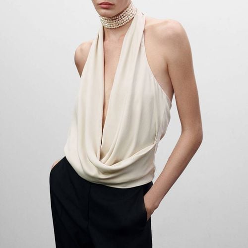 Ecru Draped Satin Top - Mango - Modalova