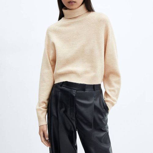 Beige Turtleneck Knitted Jumper - Mango - Modalova