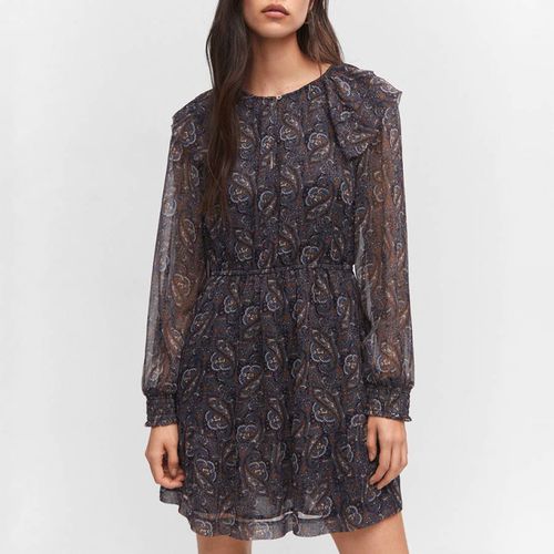 Dark Grey Printed Chiffon Dress - Mango - Modalova