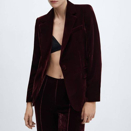 Burgundy Velvet Blazer - Mango - Modalova