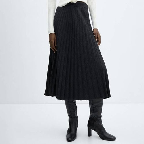 Black Checked Pleated Skirt - Mango - Modalova