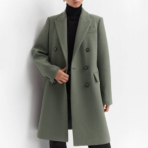 Khaki Wool Double-Breasted Coat - Mango - Modalova