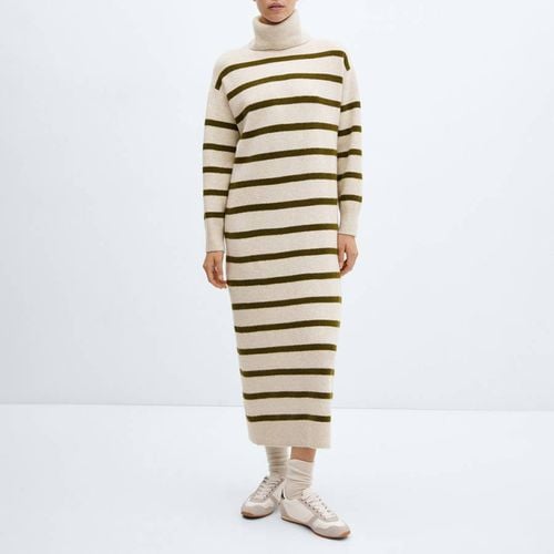 Khaki Knitted Turtleneck Dress - Mango - Modalova