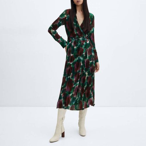 Green Pleated Wrap Dress - Mango - Modalova