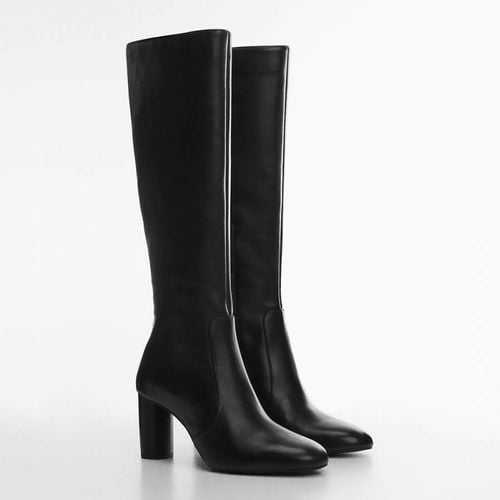 Black Round-Toe Leather Boots - Mango - Modalova